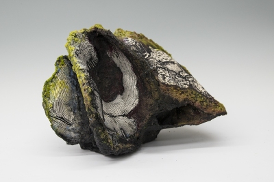 LOW TIDE, 2019, Sculptural book, screen prints on paper, pigment, and sand, 15 x 8 x 10 inches