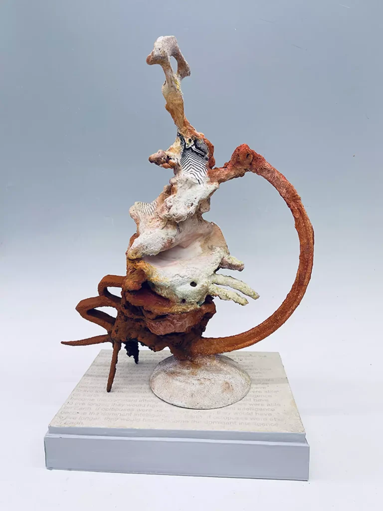 IF OCTOPUSES, 2026, mixed media serigraph and collagraph prints on paper, wood, plastic, 25x18x16