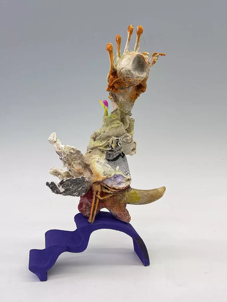 SURFER 2026, mixed media, serigraph print on paper, wood, 17 x 11 x 5