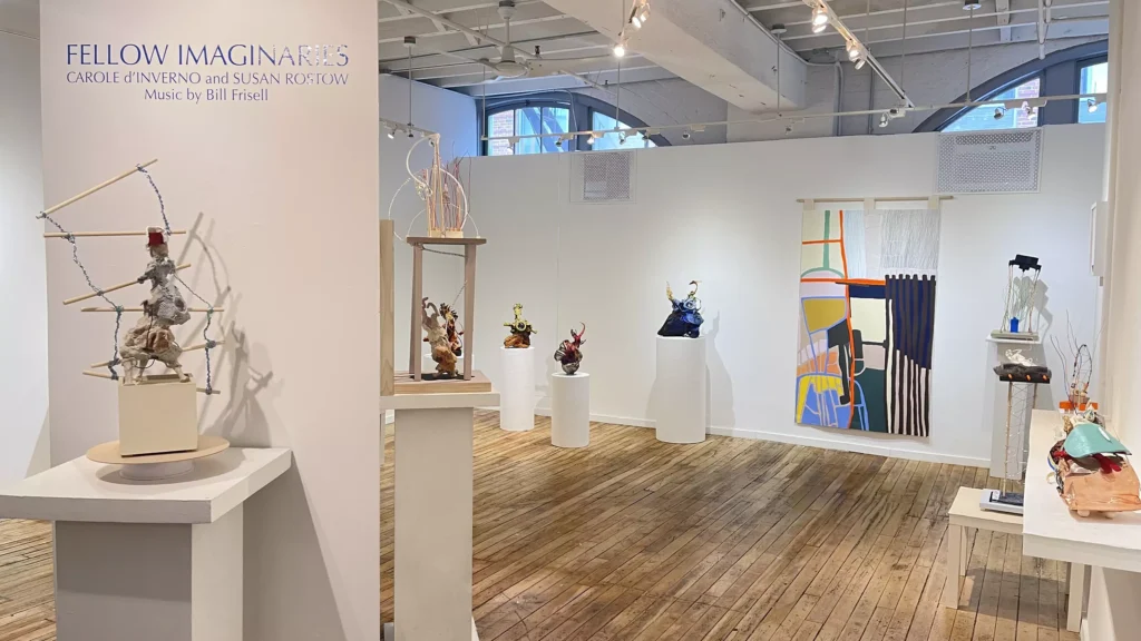 FELLOW IMAGINARIES is a collaborative Installation by artists Carole d'Inverno and Susan Rostow, with incidental music by Bill Frisell. The exhibition was held at the Atlantic Gallery, in Chelsea, NYC April-May 2025.
